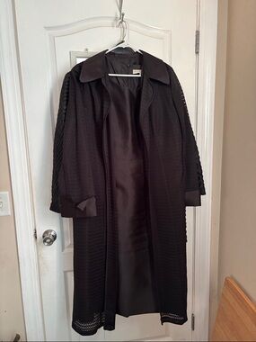 Lily and Taylor Black Textured Midi Dress Coat